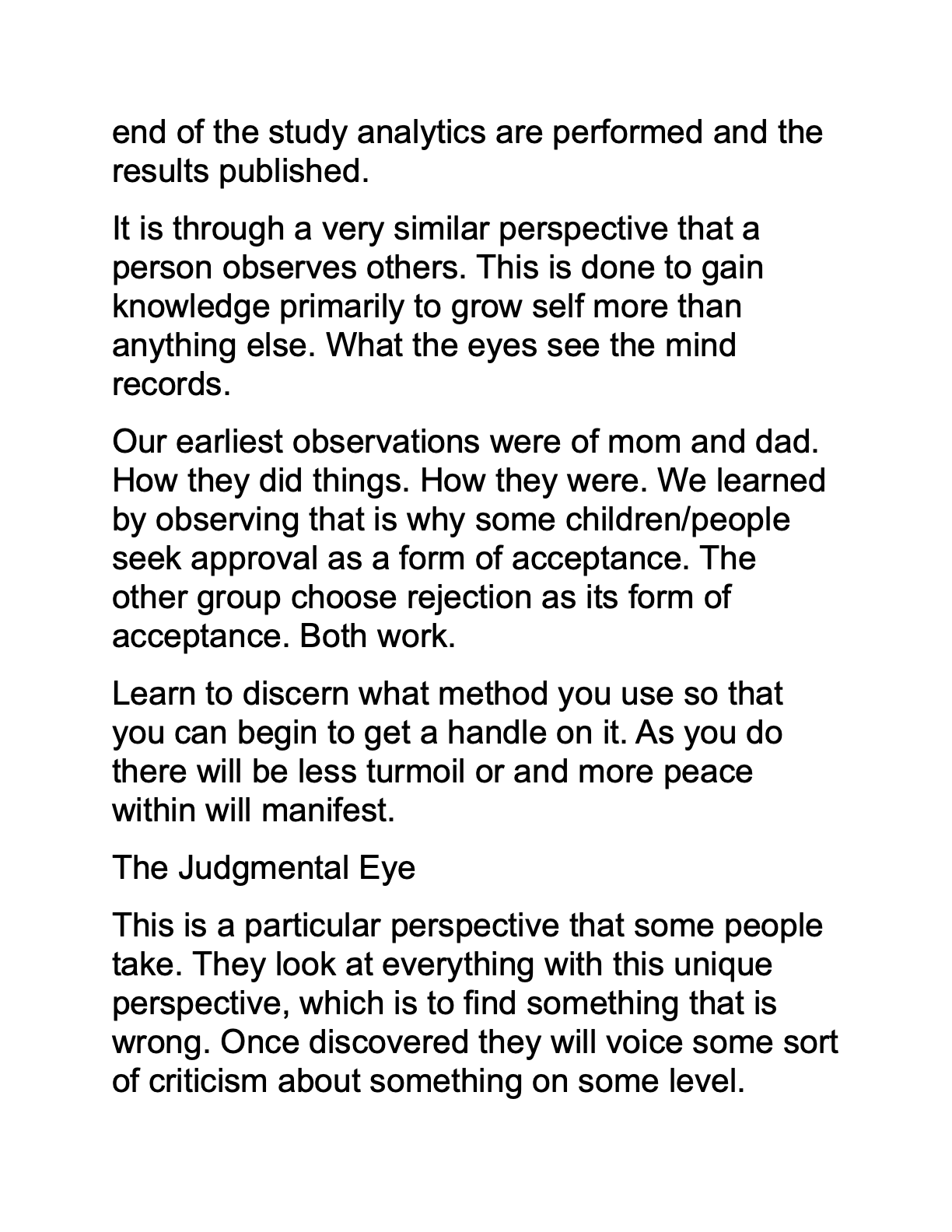 Discipline of Observation
