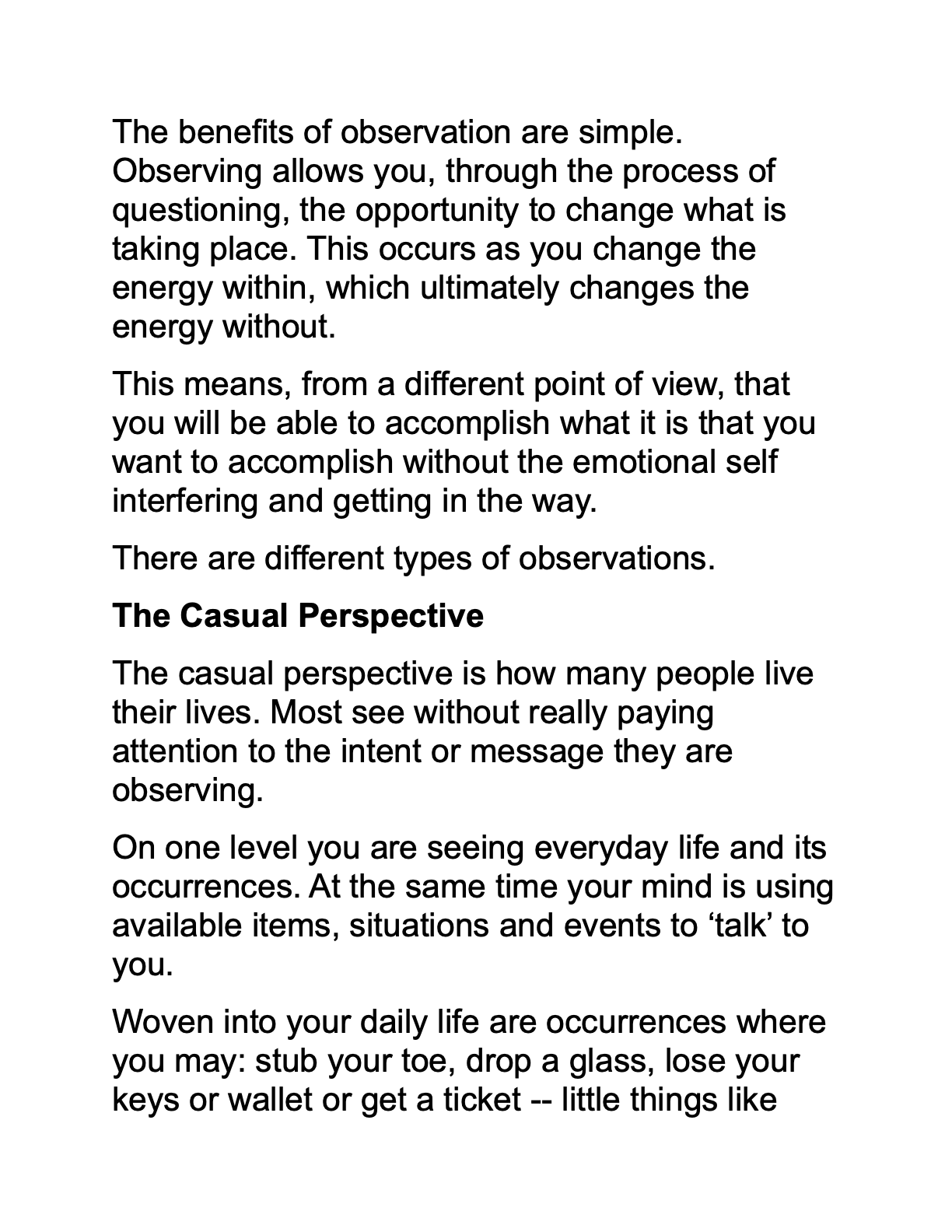 Discipline of Observation