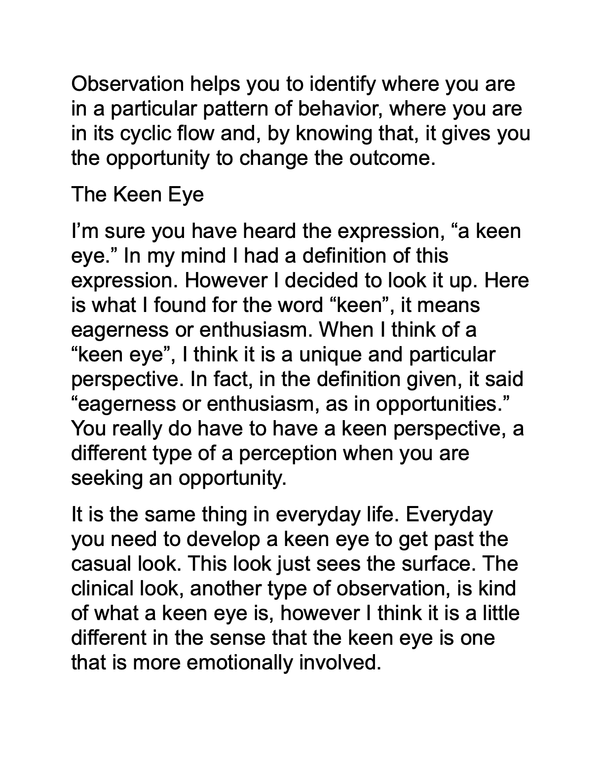 Discipline of Observation
