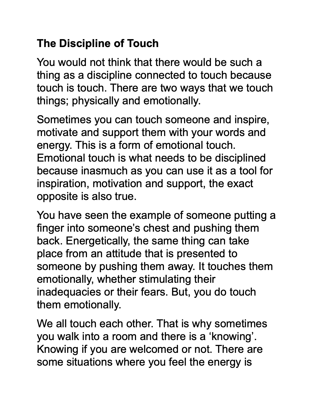 Discipline of Touch