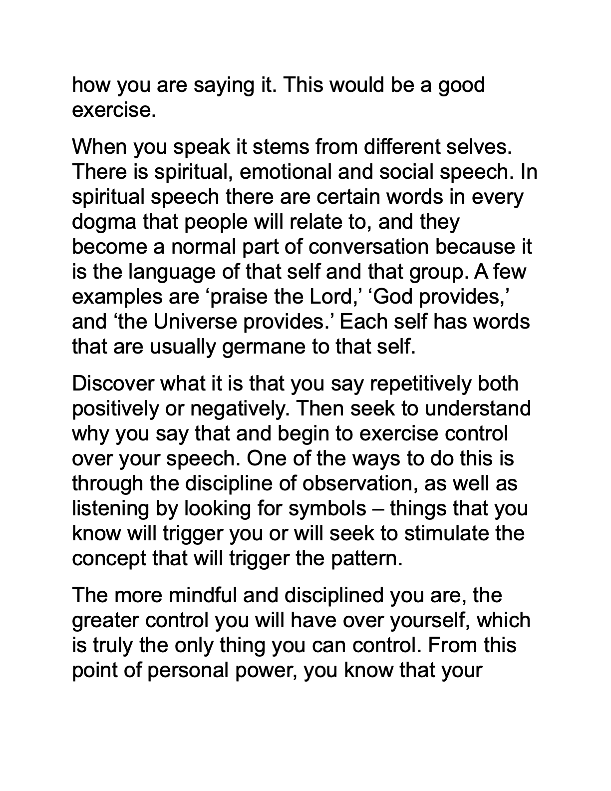 Discipline of Speaking